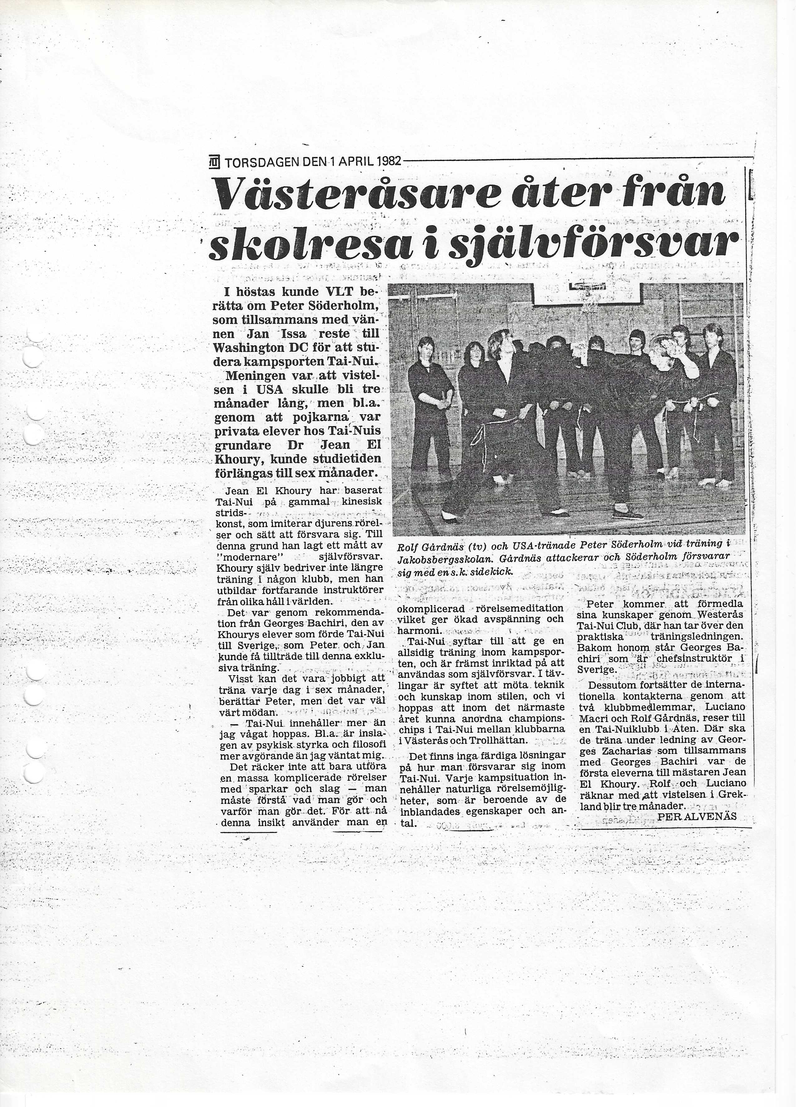 Historisk bild från Westeras Tai-Nui Club i Västerås - kampsportsträning och tävlingar sedan 1976